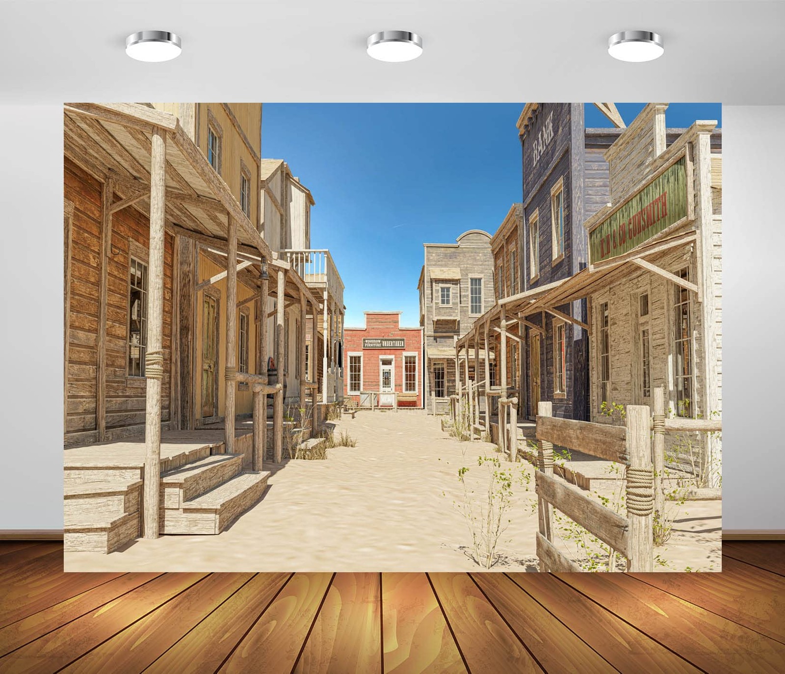 Fabric 7x5ft Old Western Town Photography Backdrop Old Wild West Small Town Rust
