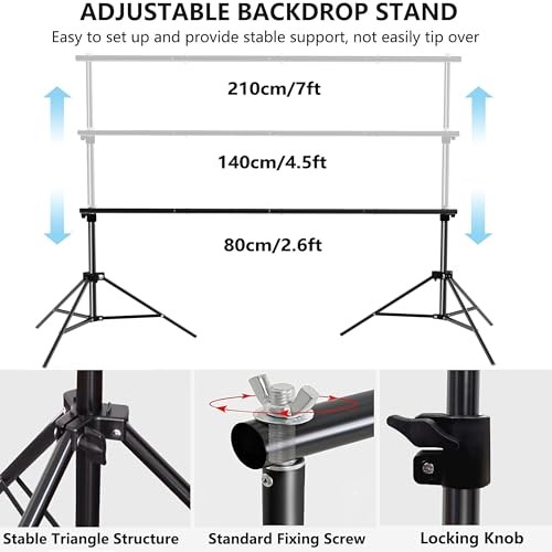 Photo Backdrop Stand for Photography 7ft x 10ft Background Stands 7x10ft Black