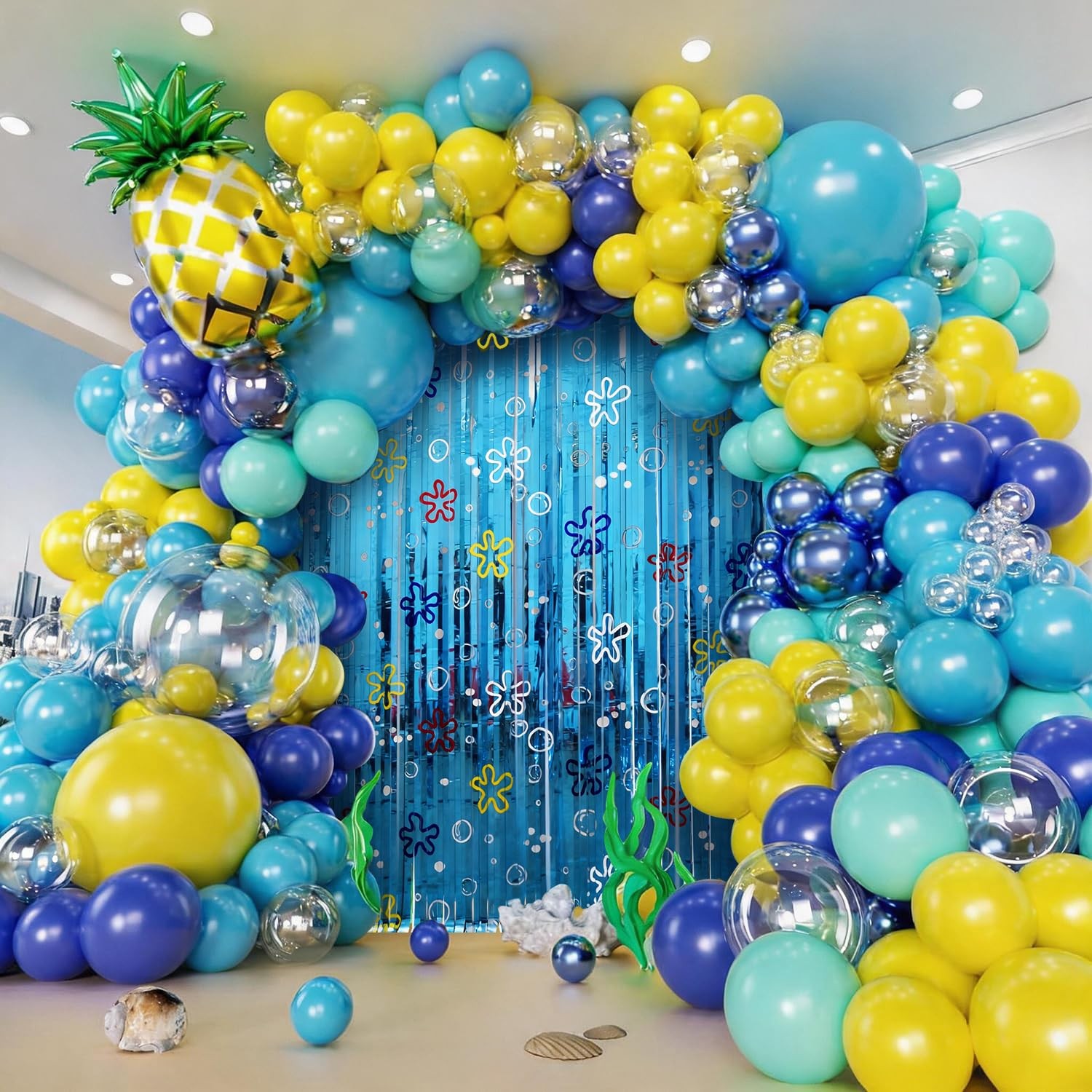Ocean Themed Party Decorations, 2 Pack Cartoon Sponge Birthday Photo Booth Pr…