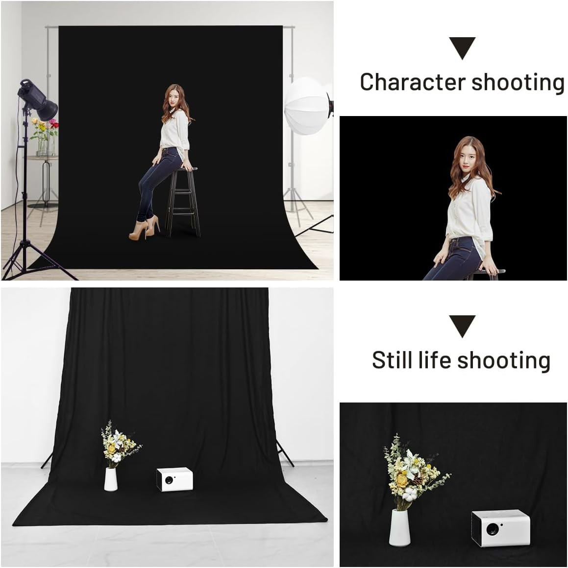 Black Backdrop Background,10 X 7 FT Large Photography Backdrop Photo Photoshoot