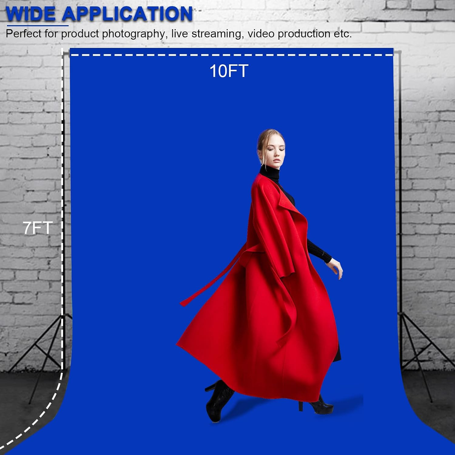 Aimosen 10X7 FT Royal Blue Screen Backdrop for Photography, Chromakey Blue Photo