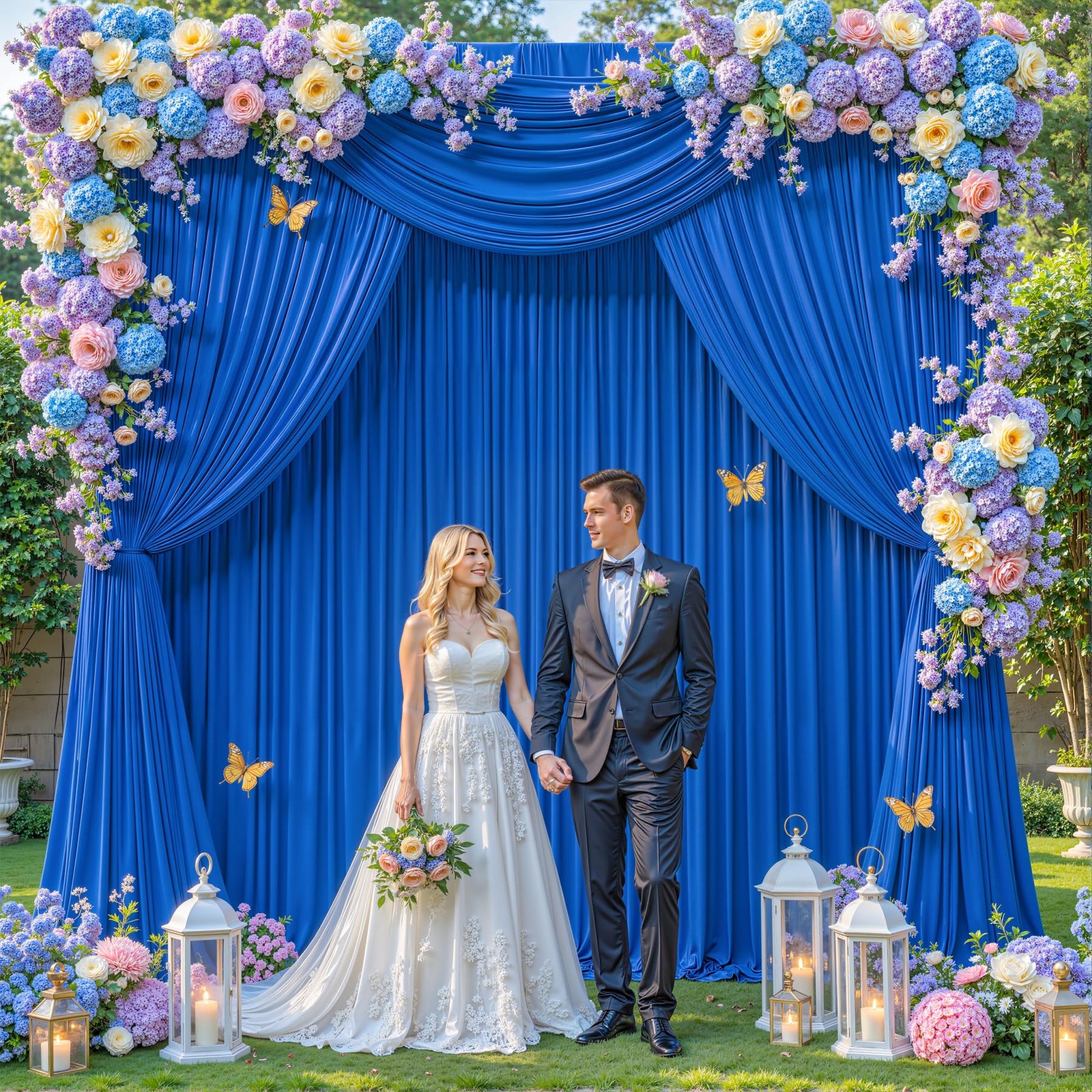 10ftx10ft Royal Blue Backdrop Curtains 2 Panels for Parties Wrinkle Free Blue…