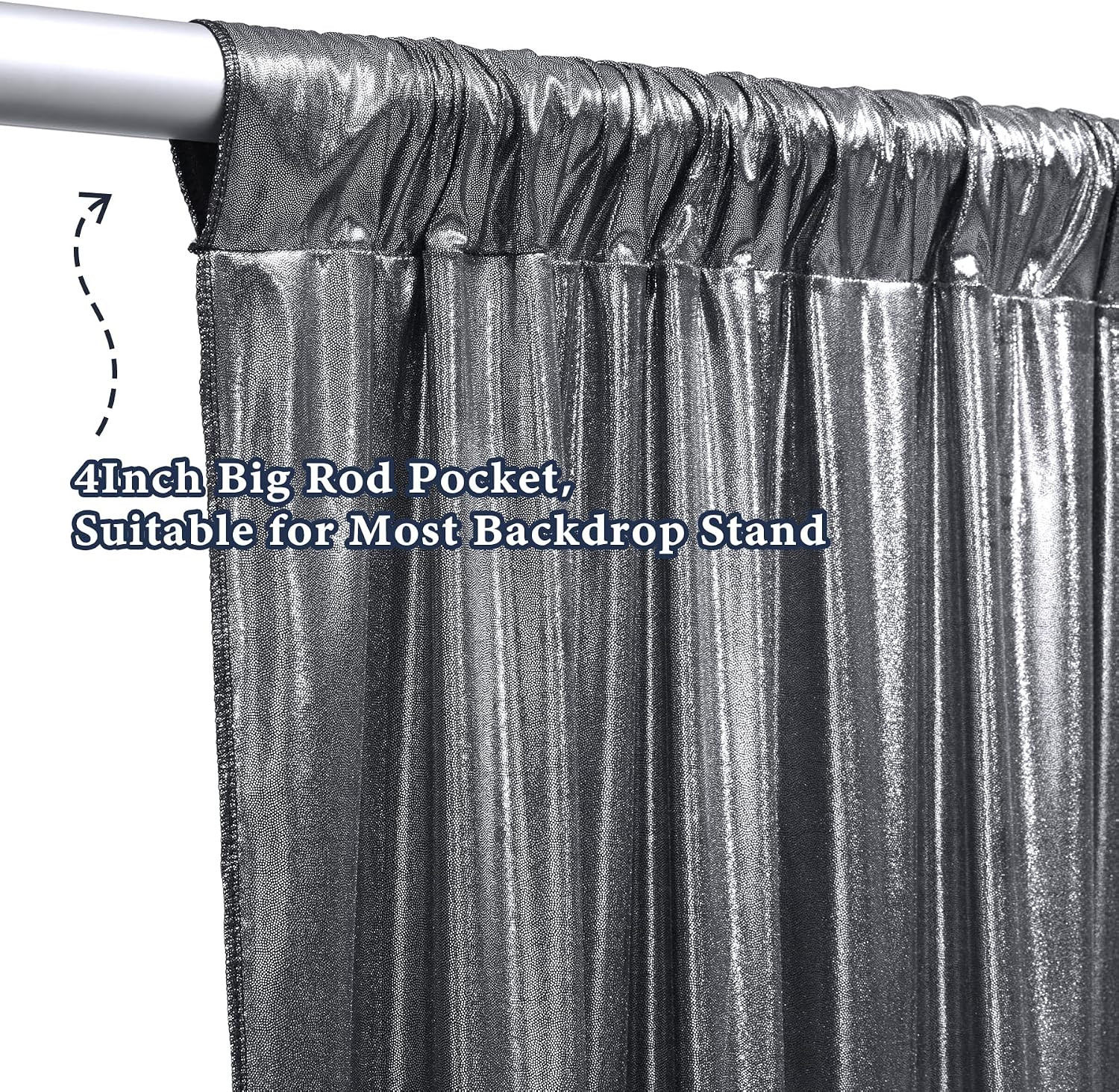 Thick 10 Ft X 10 Ft Black Silver Sequin Backdrop Curtain for Parties