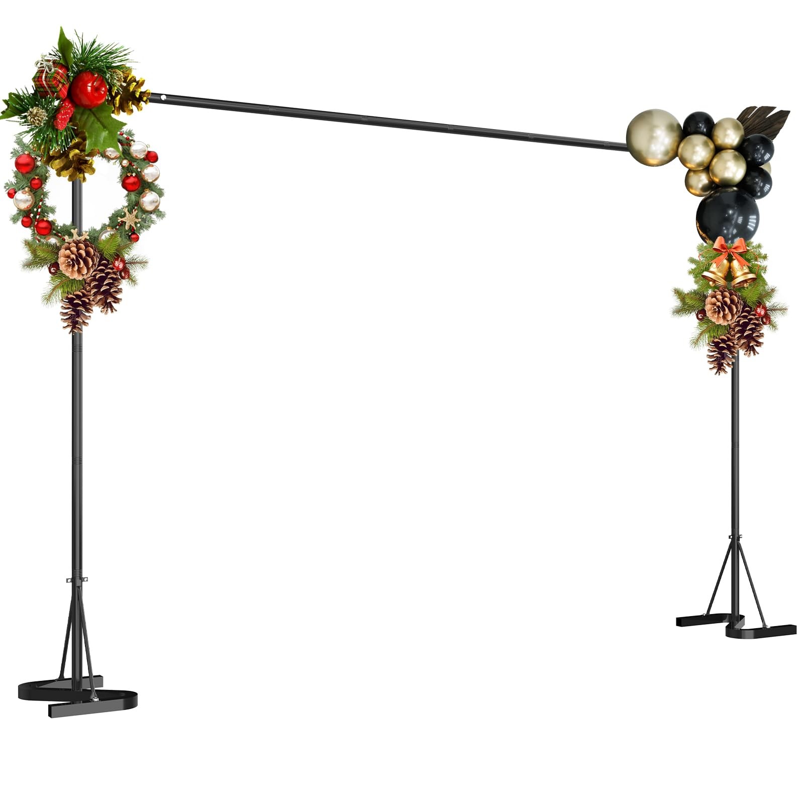 Black Backdrop Banner Stand 10×7 FT,Square Wedding Arch Balloon Metal Frame,H…