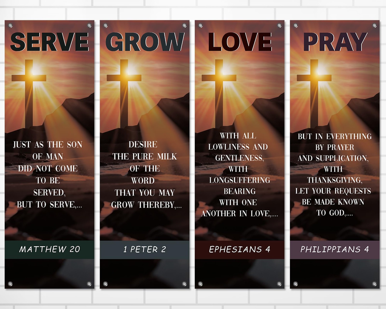 4Pcs Easter Church Banners for Sanctuary Wall Welcome Religious Banner Easter…