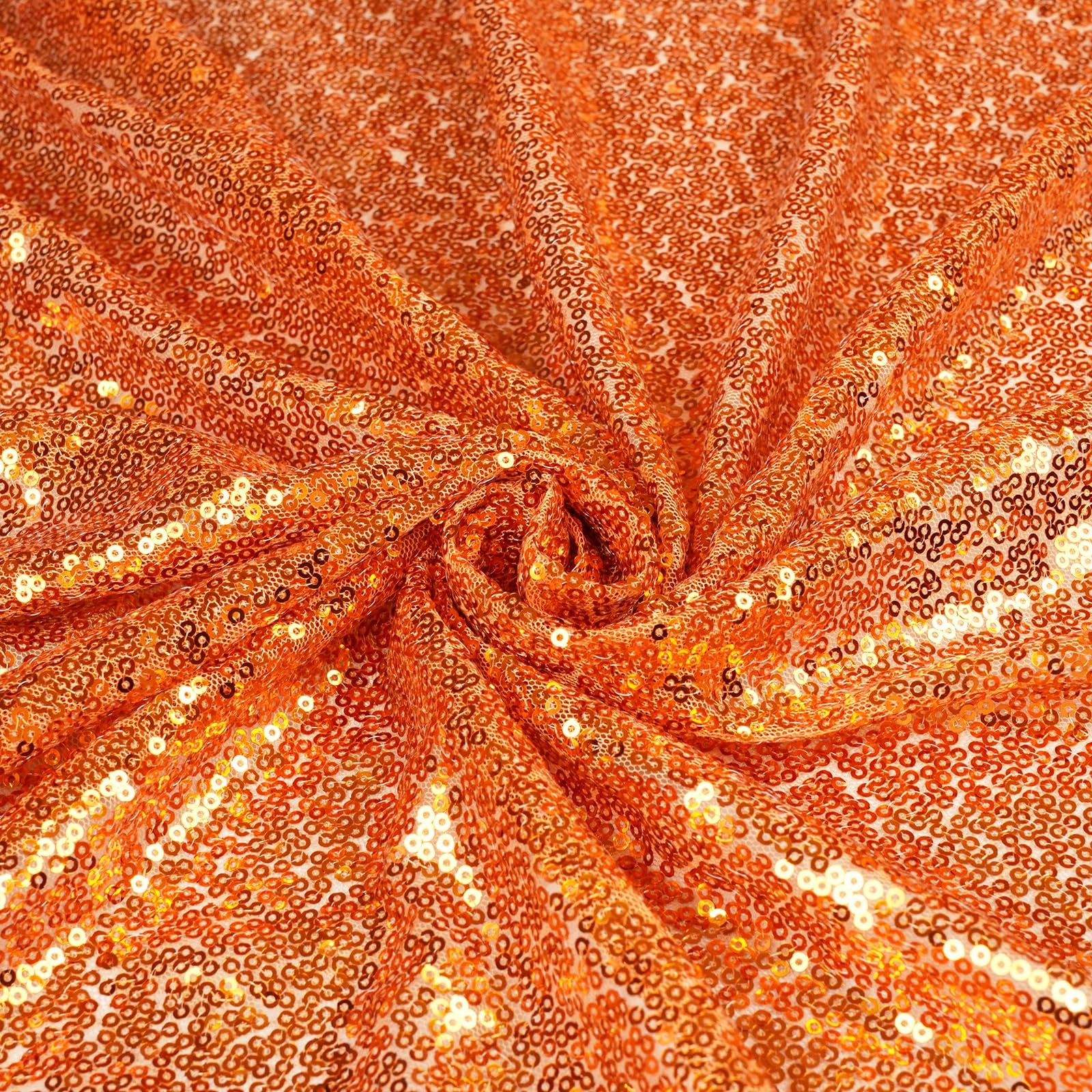 2 PCS 2×8 Ft Orange Sequin Backdrop Curtain Glitter Panel Wedding Party
