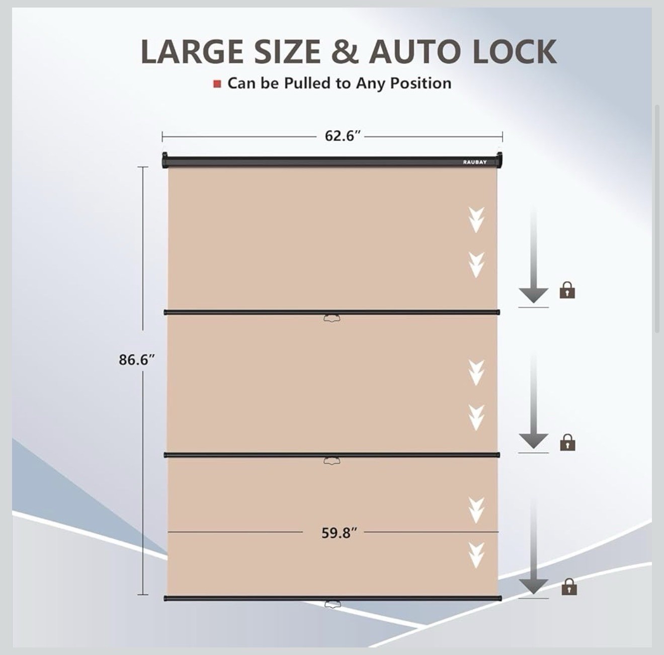 Retractable Pull Down Beige Screen – 59.8″ x 86.6″ Collapsible Wall-Mount Bac…