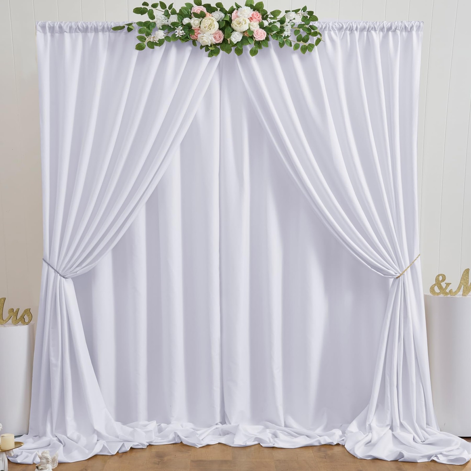 Htper 30ft x 10ft White Backdrop Curtain Panels for Parties, Thick Resistant …