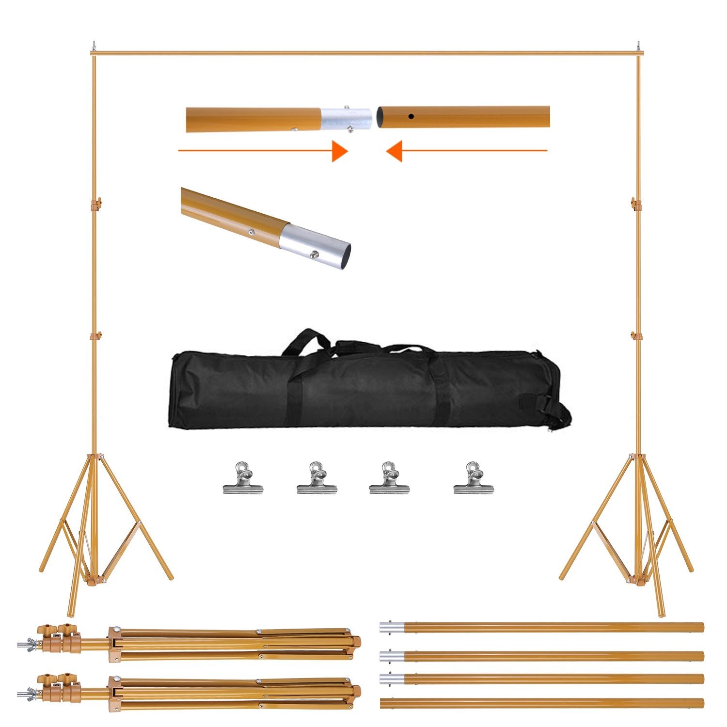 6.5×10ft Adjustable Heavy Duty Backdrop Stand w Bag Clamps
