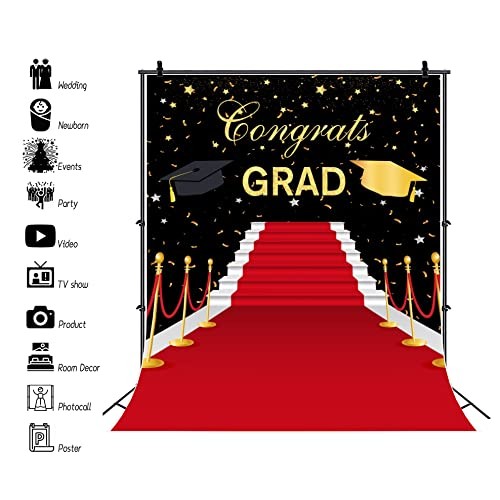 Red Carpet Graduation Backdrop 8x10ft Fabric 2025 Congrats Grad Prom
