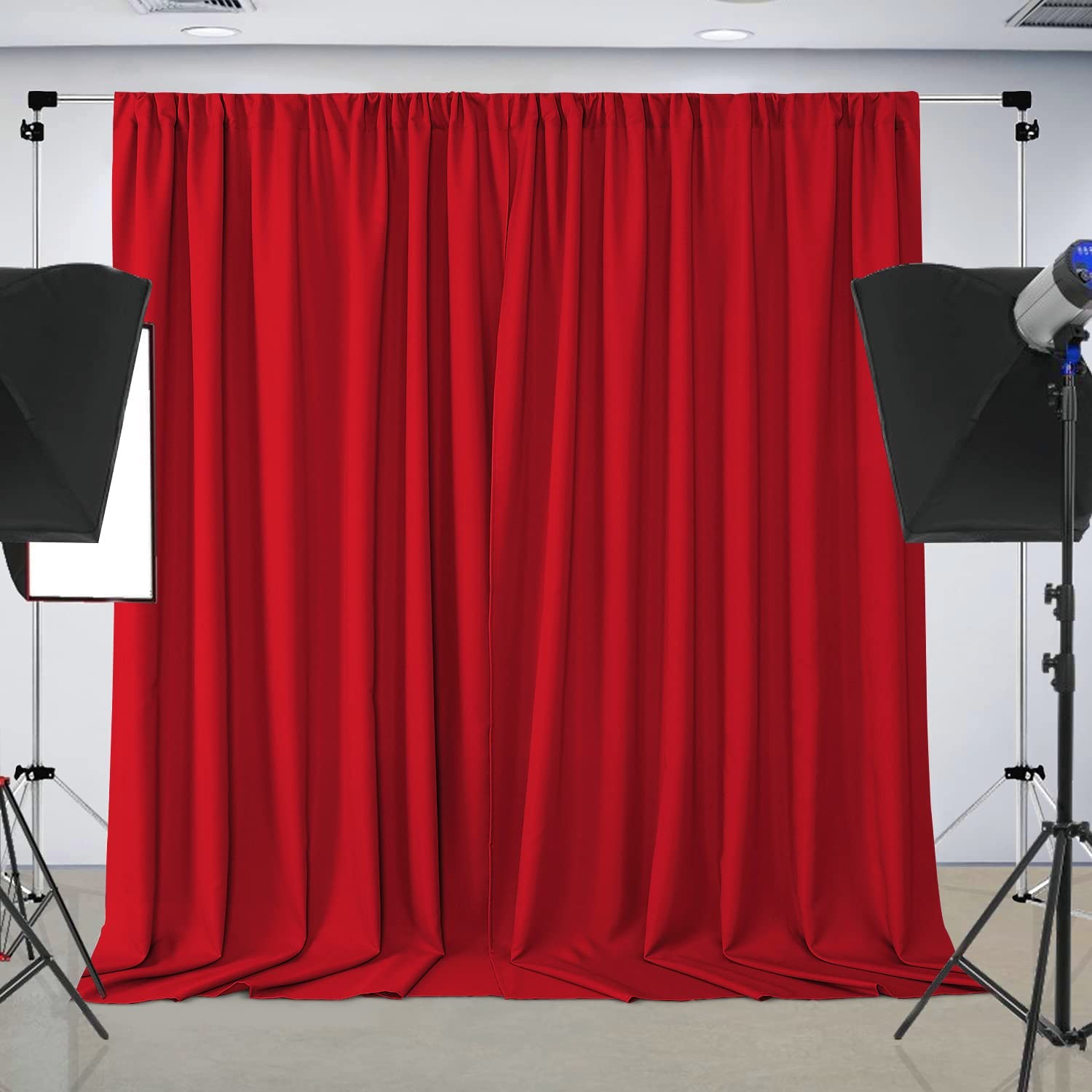 2 PCS Christmas Red Fabric Photography Backdrop Curtains Rod Pocket 5×7 Ft