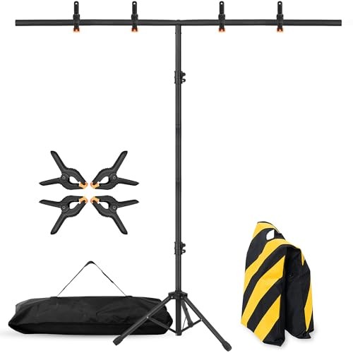 T-Shape Portable Backdrop Stand, 6.5×3.2ft Adjustable Photo Background Stand