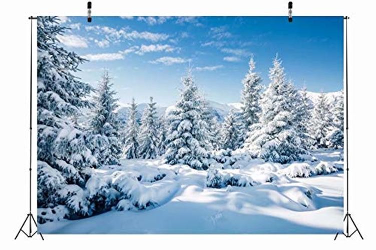 White 7x5ft Snow Forest Backdrop – Winter-002 – Snow Forest Backdrop