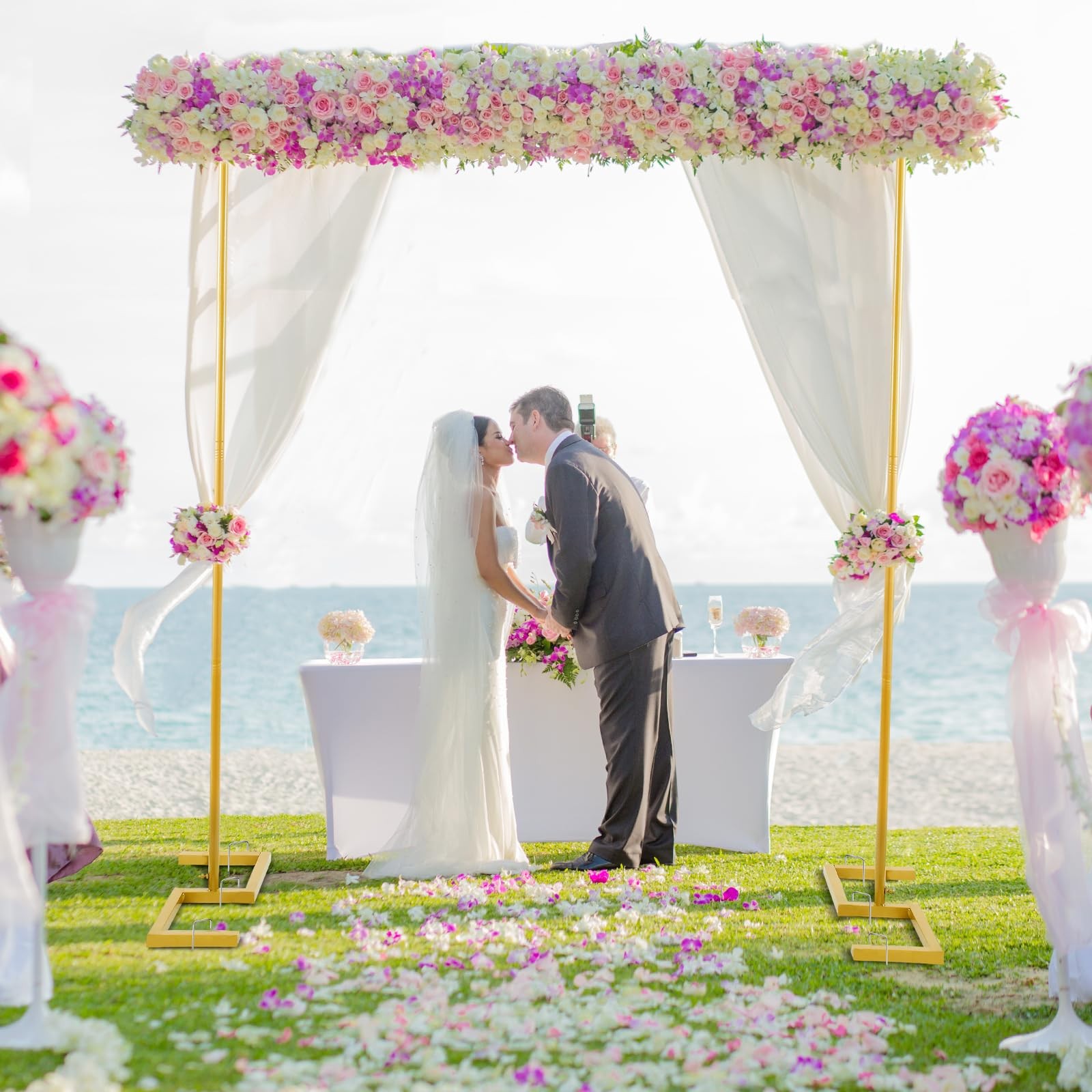 8.2 FT Wedding Arch Rectangle Stand Square Backdrop Stand , Extra Clamps to T…