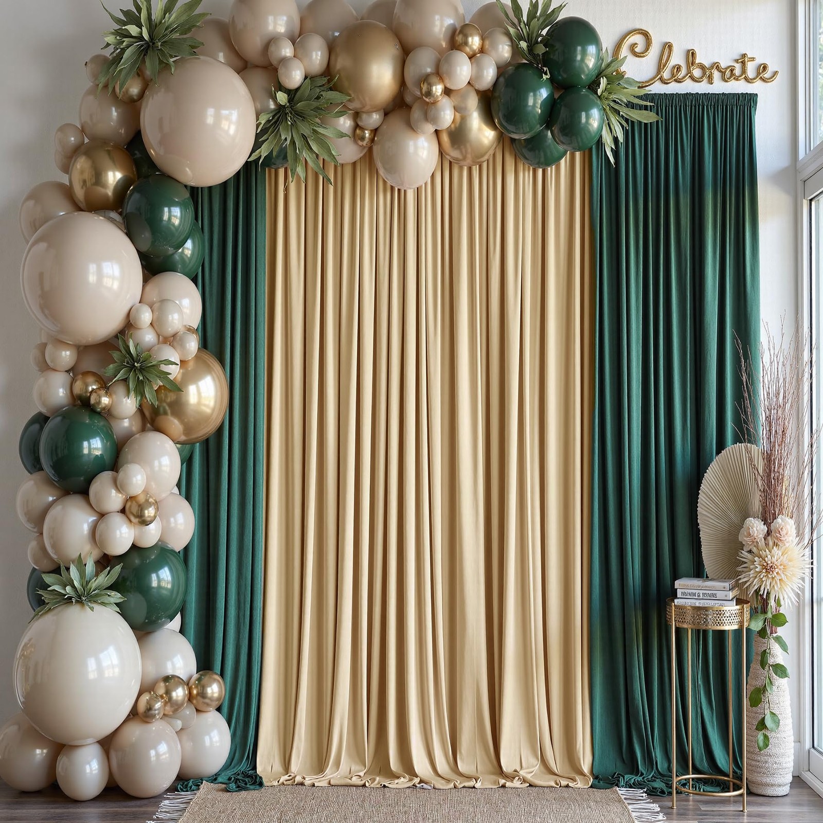 60ft×14ft Long Champagne Backdrop Curtain for 14ft Long_12 Panels,
