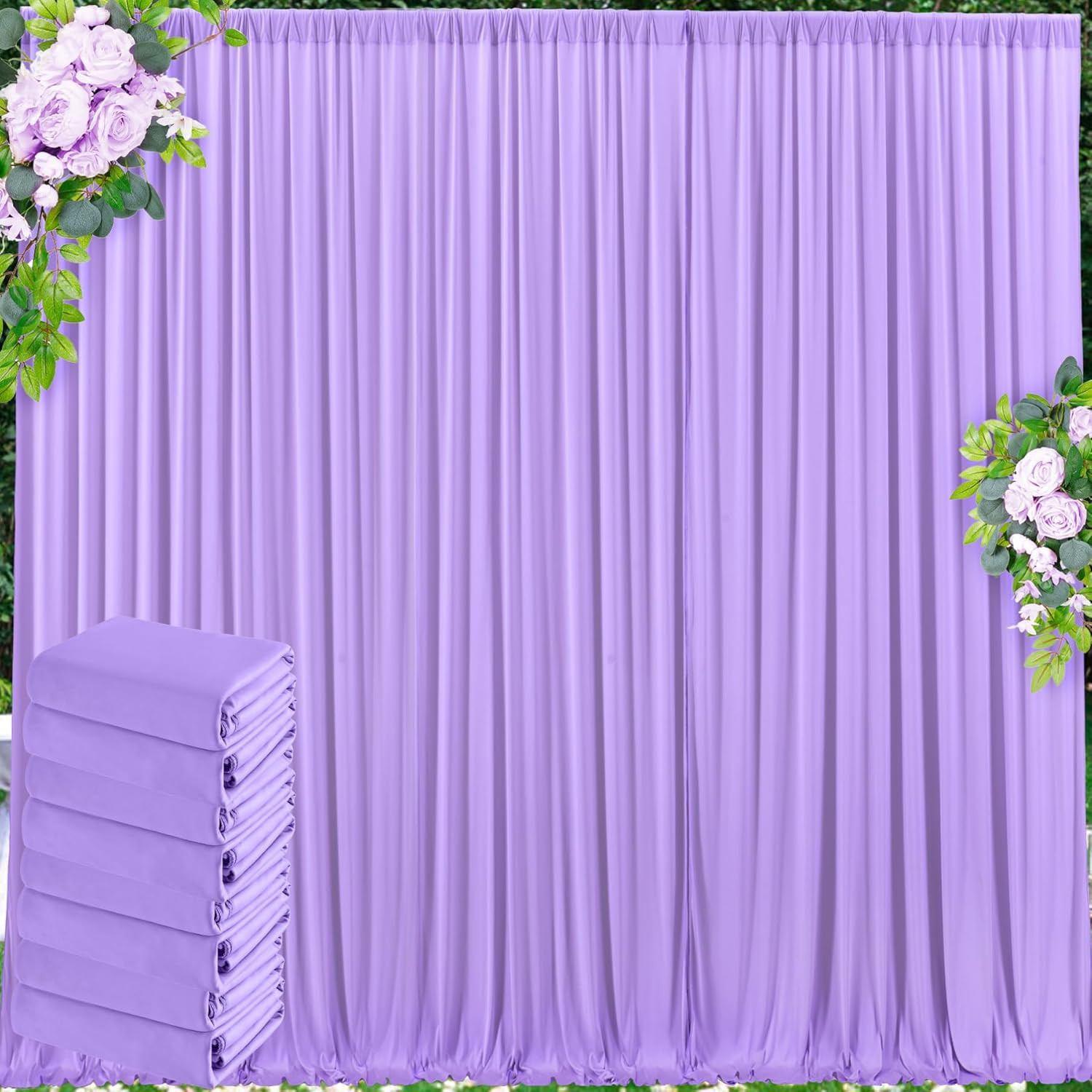 Lavender 40ft x 10ft Wrinkle-Free Backdrop Curtain for Parties & Photoshoots