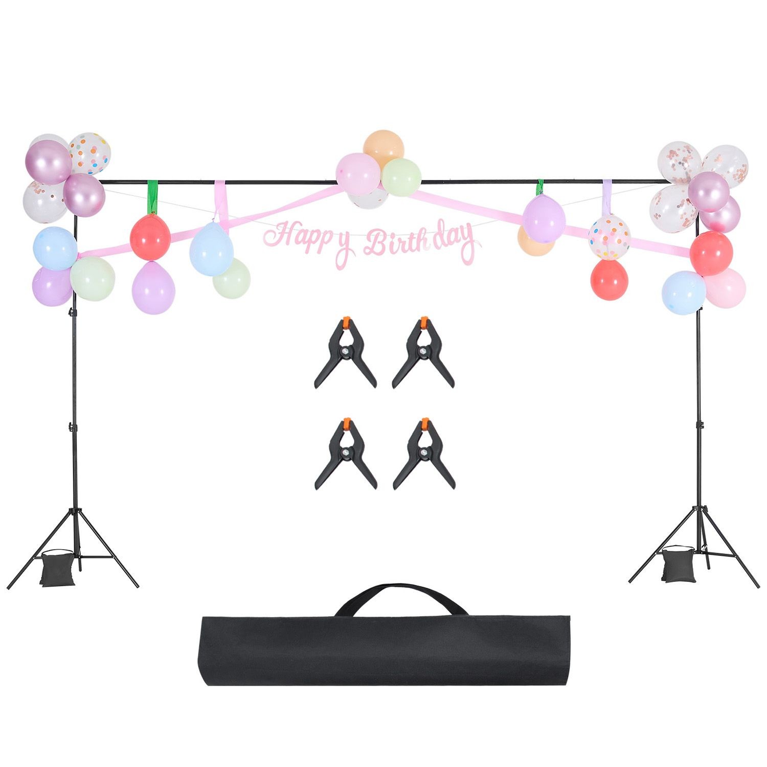 6.5 x 10 ft Adjustable Backdrop Stand with 5 Crossbars