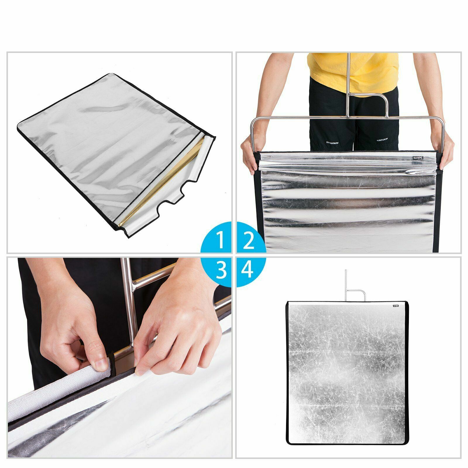 3 Sizes Stainless Flag Panel Cloth Reflector Diffuser for Photo Video Studio