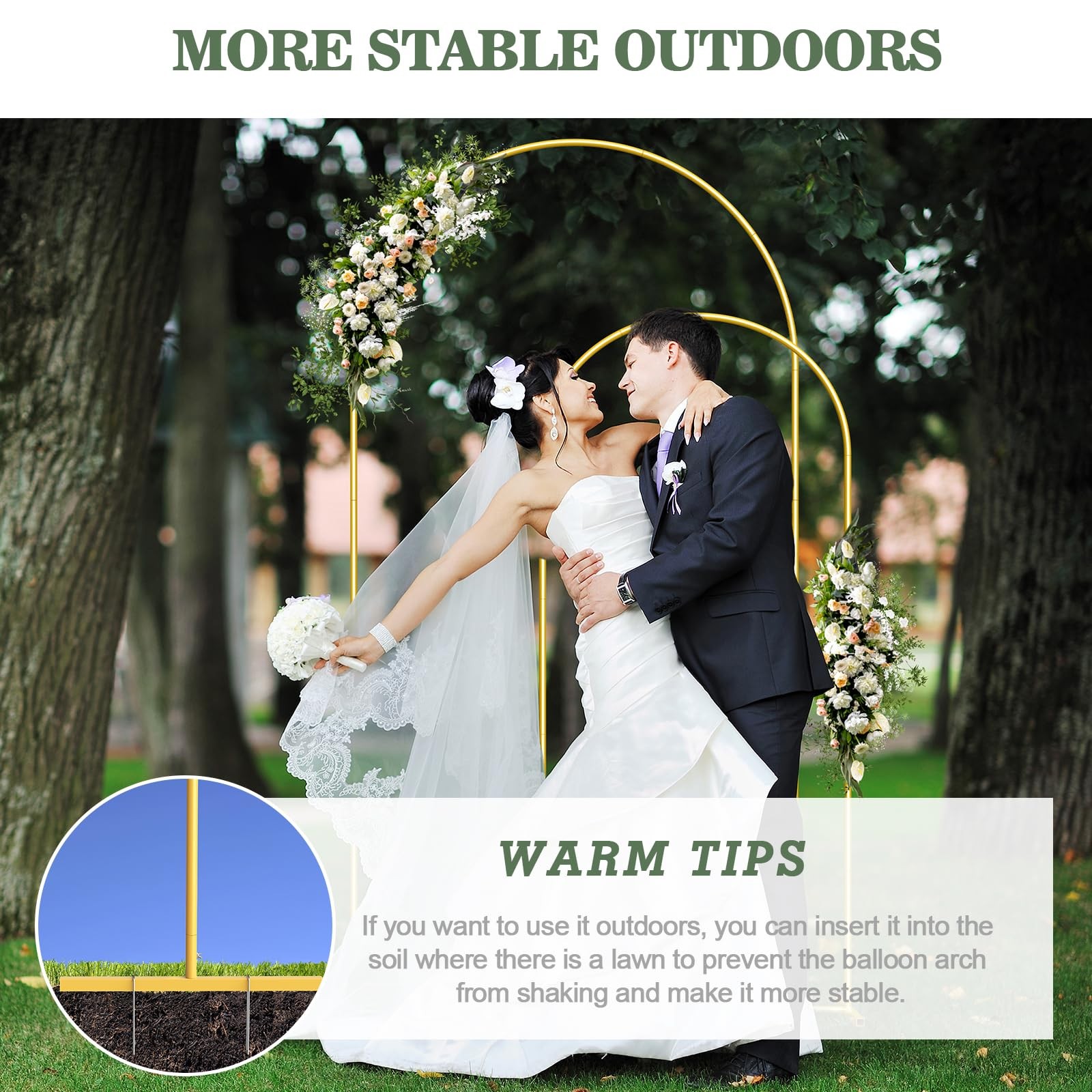 Wedding Arch Backdrop Stand Set of 2 (7.3FT/6FT), Gold Metal Arch Backdrop St…