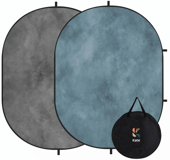 Collapsible Pop-Up Photo Backdrop Grey/Teal 5×6.5ft for Video & Broadcast