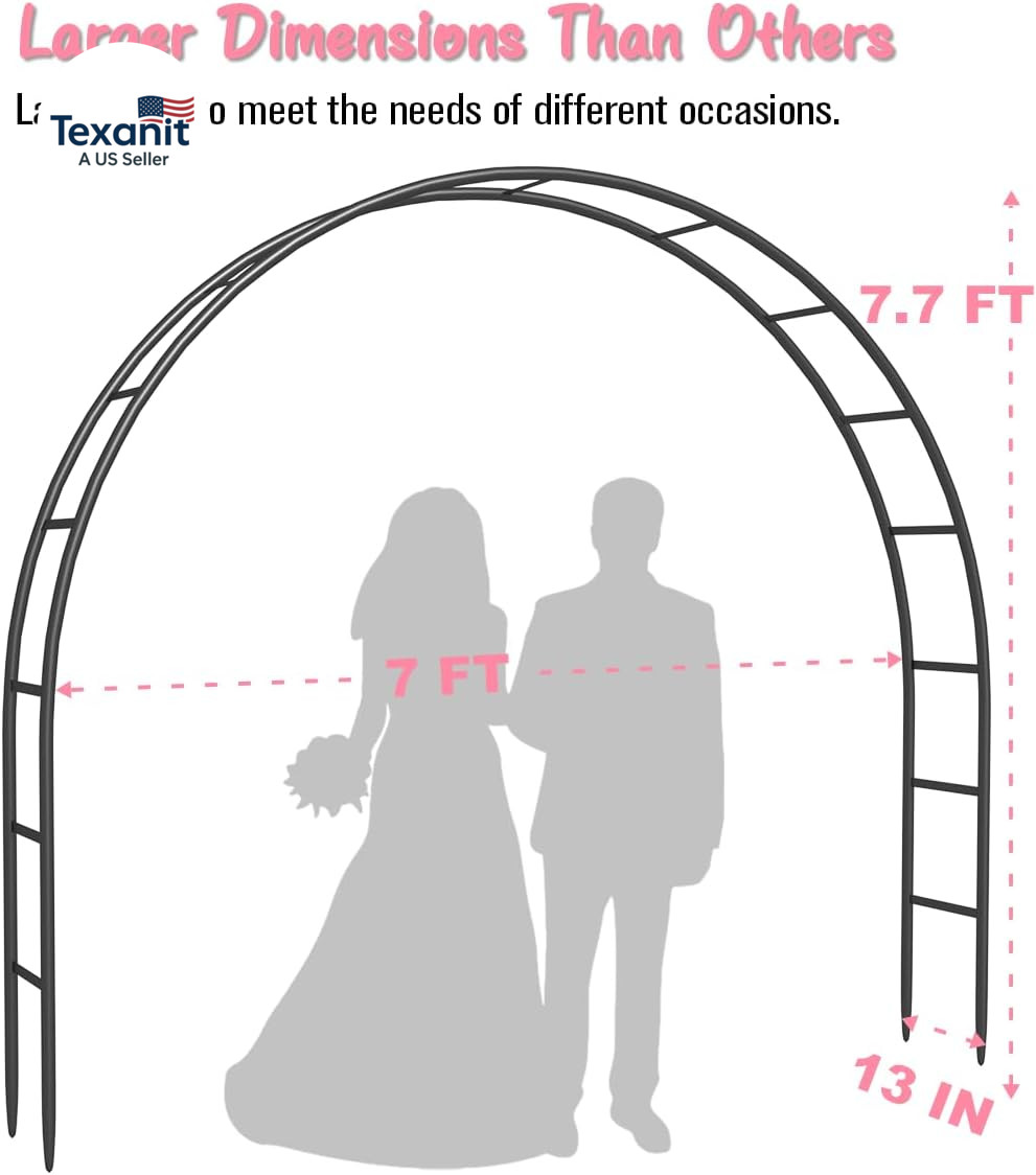 Metal Arch Backdrop Stand 7Ft Wide 7.7Ft High, Wedding Arch Frame for Wedding De