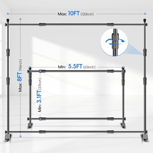 Adjustable Photo Backdrop Banner Stand with 10 X 8ft（W X H） 10 x 8FT