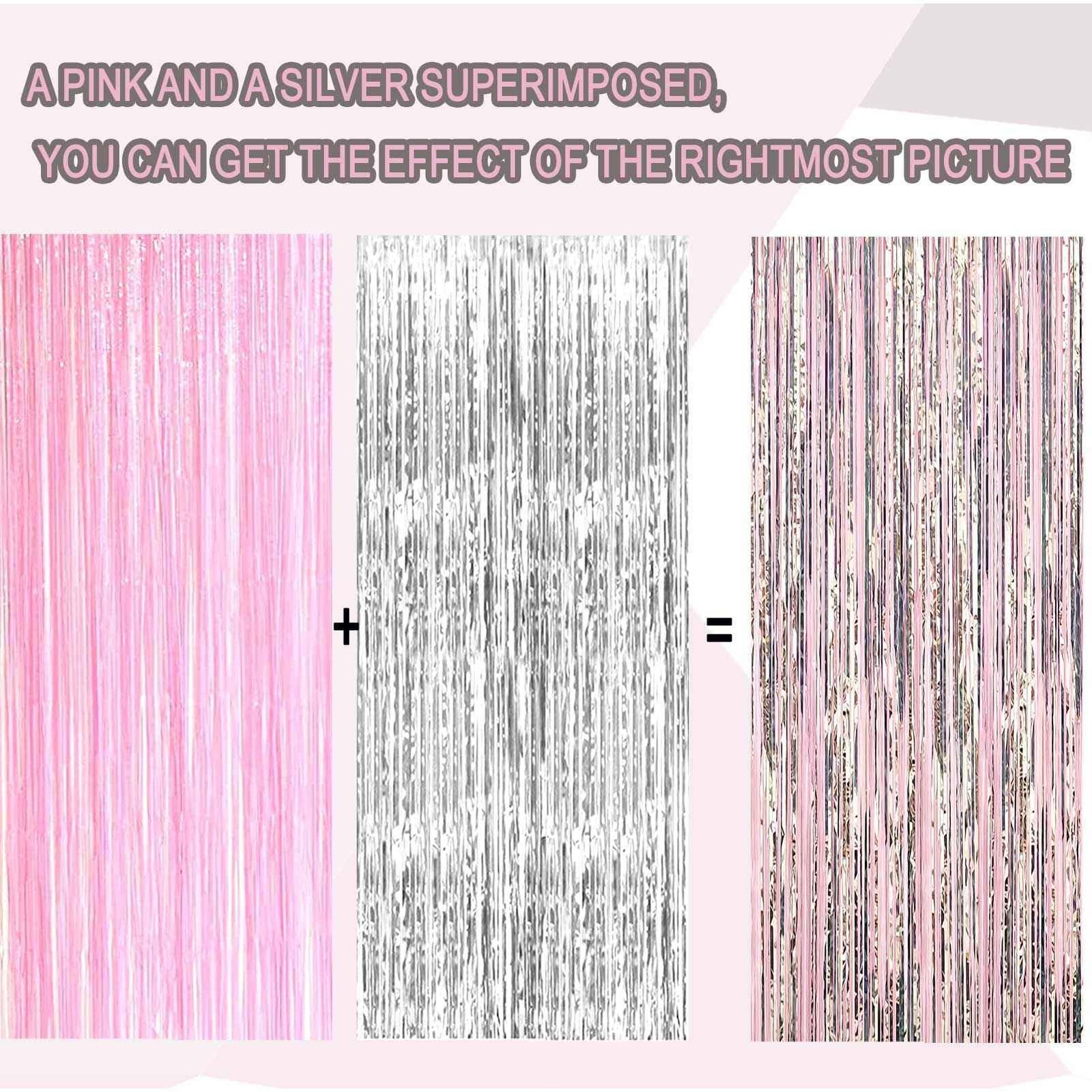 Pastel Pink and Silver Foil 38.4″W x 78.7″L (Pack of 4),
