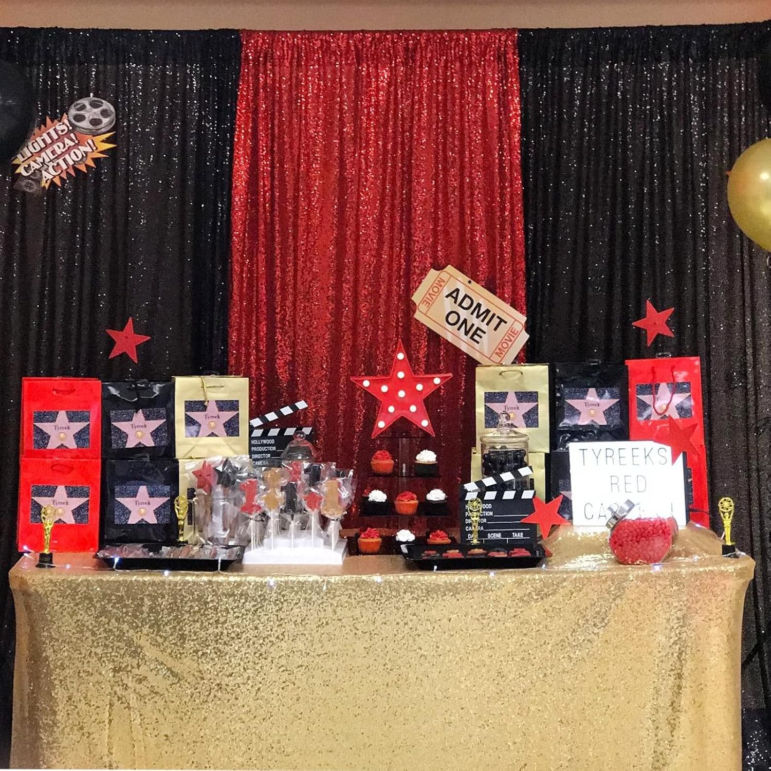 JYFLZQ Black Sequin Backdrop Curtains 2ft x 8ft 4 2 ft x 8 ft-4pcs,