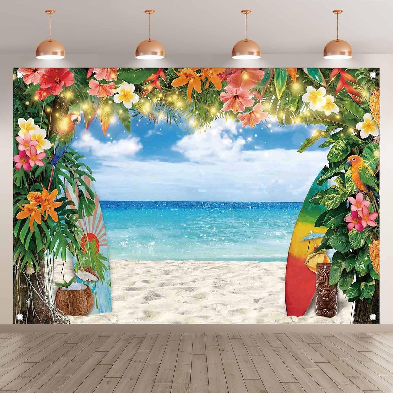 7ft x 5ft Aloha Party Backdrop – Ideal for Graduation & Wedding Celebrations