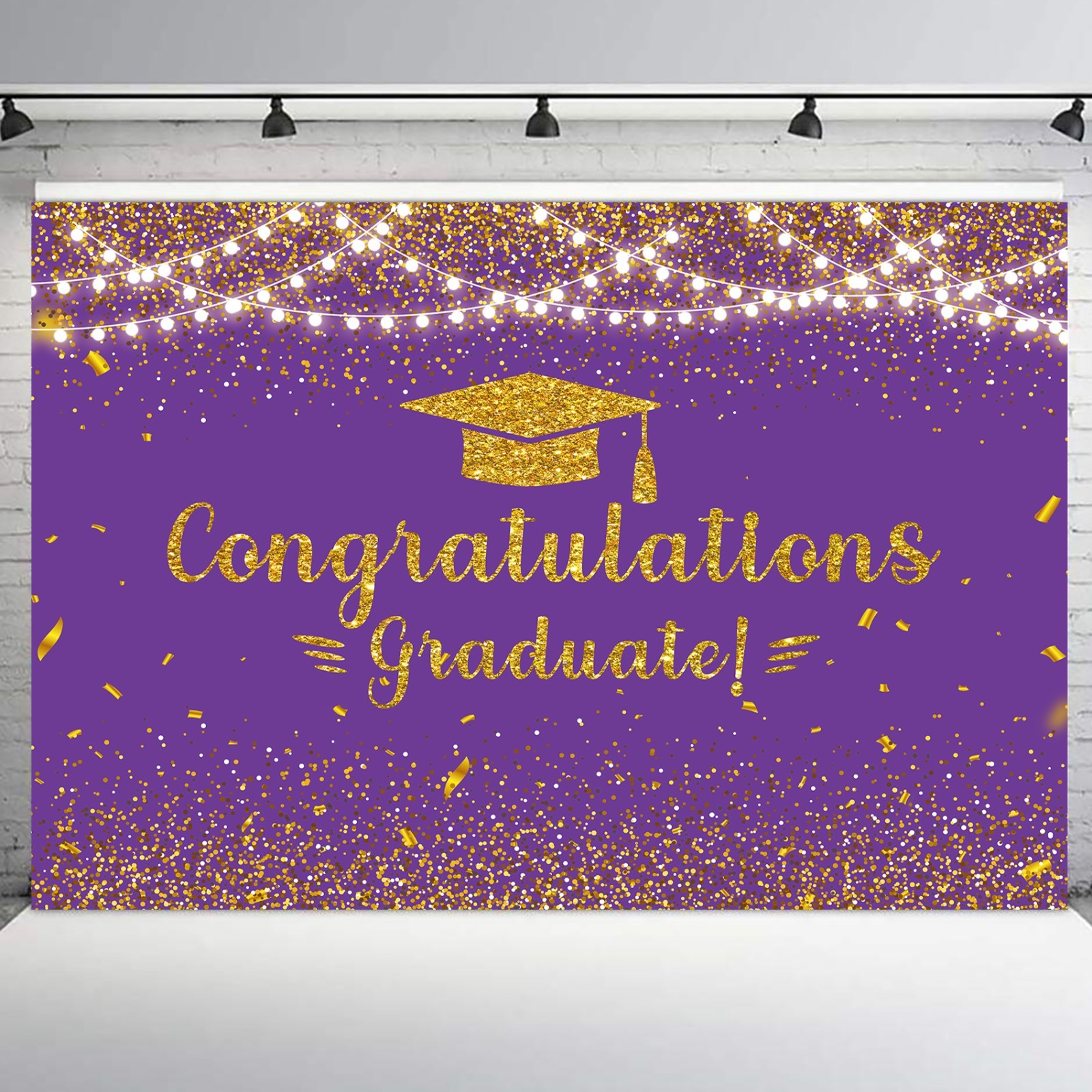 10x8ft 2026 Graduation Backdrop Banner Purple Congrats Grad Photo Background