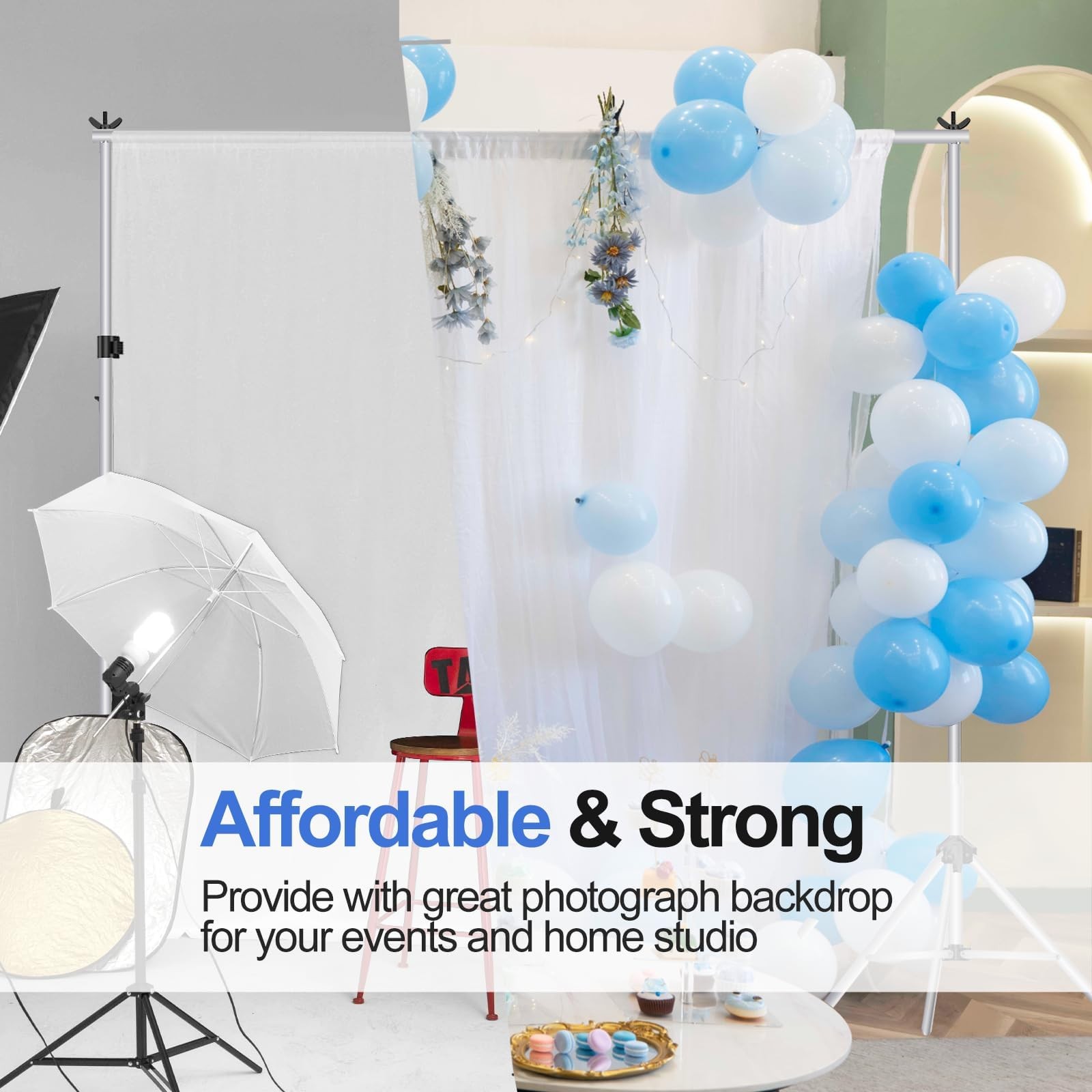EMART Backdrop Stand 10x7ft(WxH) Photo Studio Adjustable Background Stand Sup…
