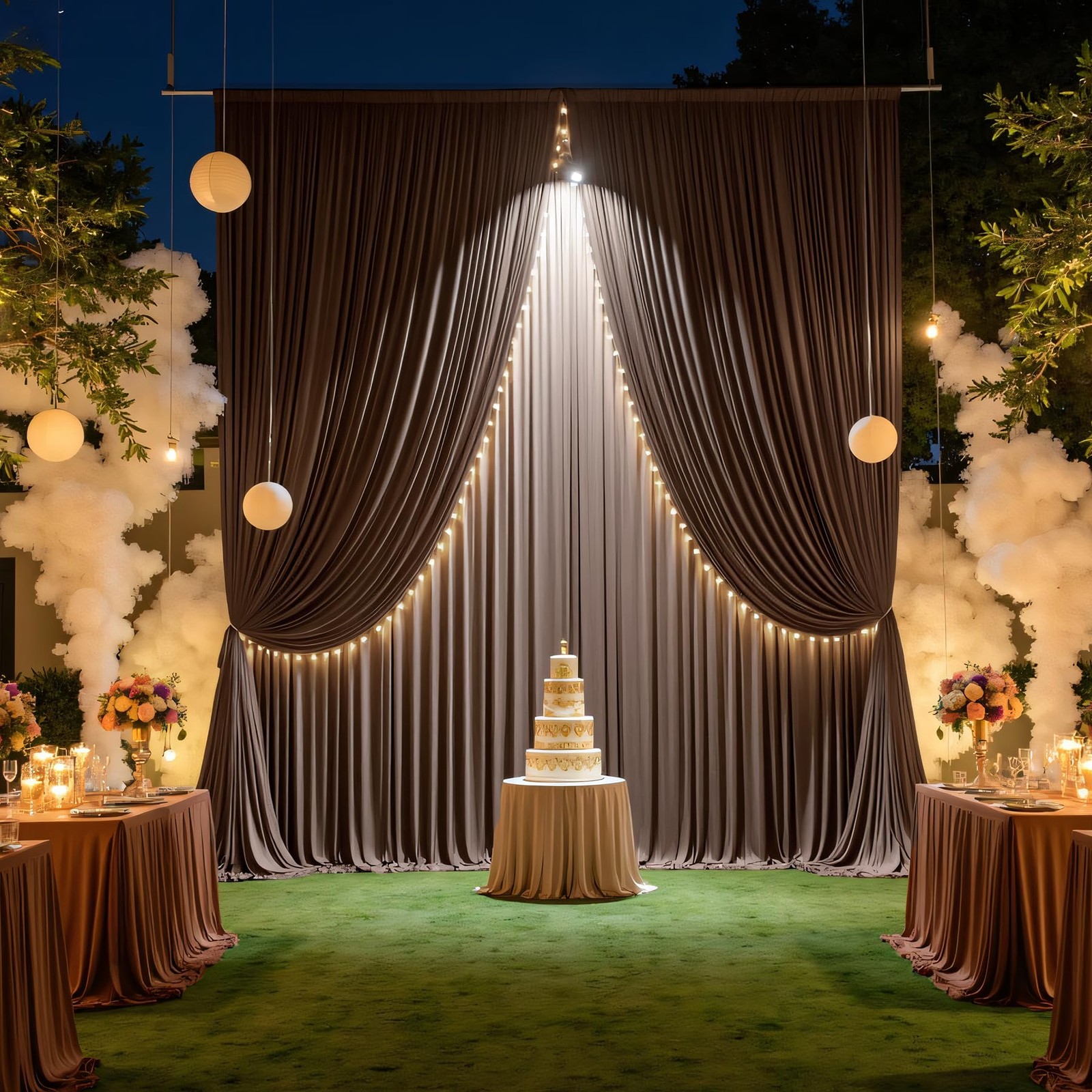 2 Panels 10×15 FT Brown Backdrop Curtain Wrinkle Free Polyester Photo Drapes