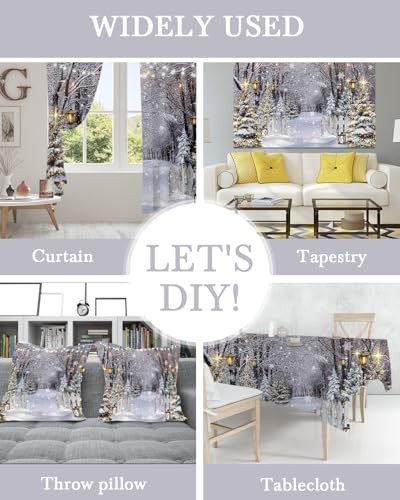 Winter Scene Backdrop Snow Forest Party Decorations for 7x5ft(82″x60″) White
