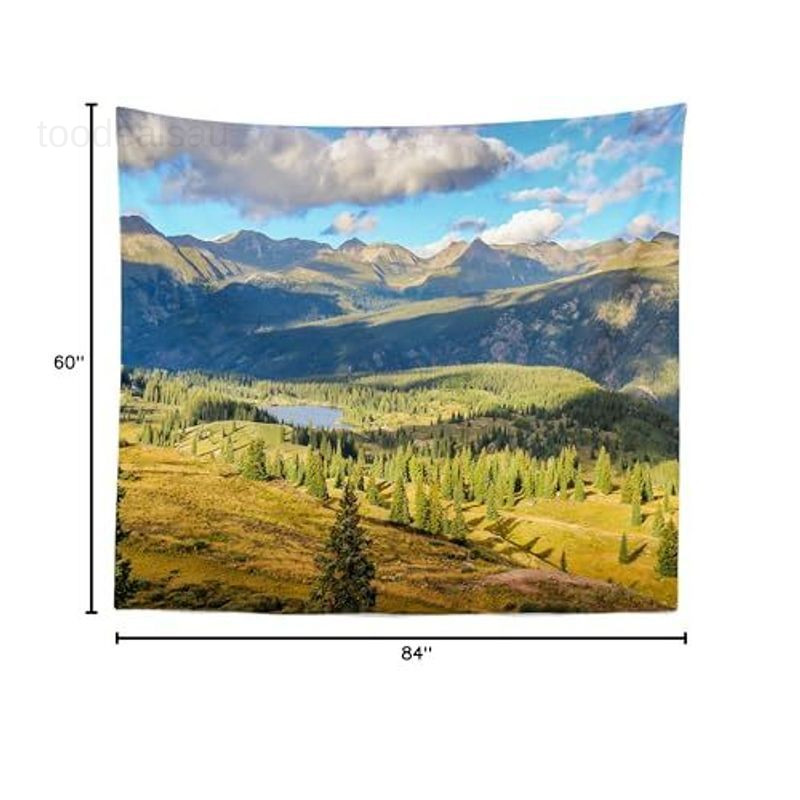 7x5ft Soft Fabric Colorado Mountains Lake Backdrop 7x5FT, Mountain-26