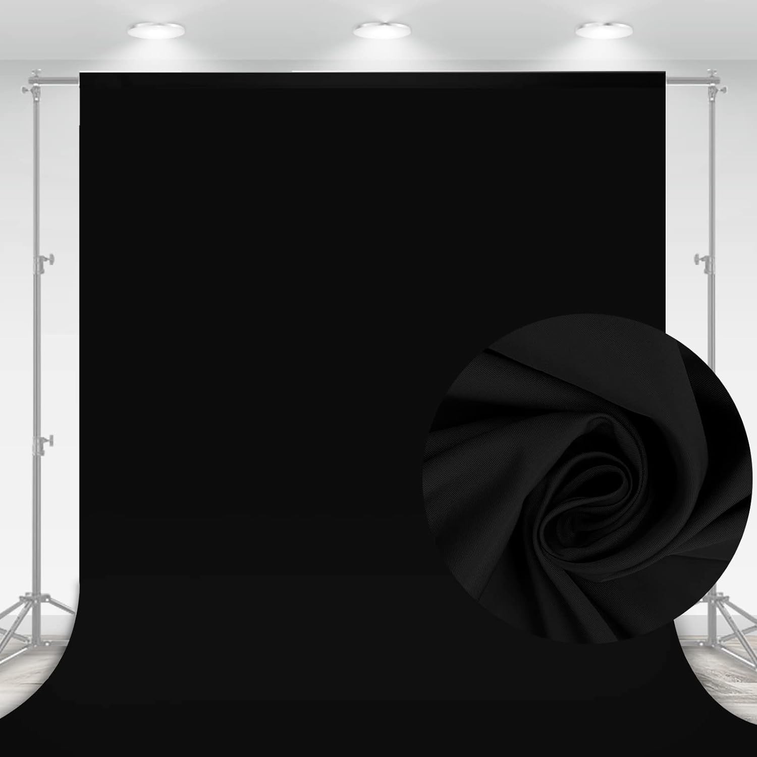 Versatile 7×10 FT Pure Black Backdrop – Seamless & Wrinkle-Resistant Fabric