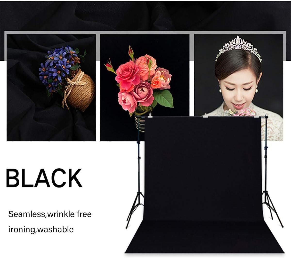 10x12ft Soft Non-Reflective Black Photography Backdrop for Events & Portraits
