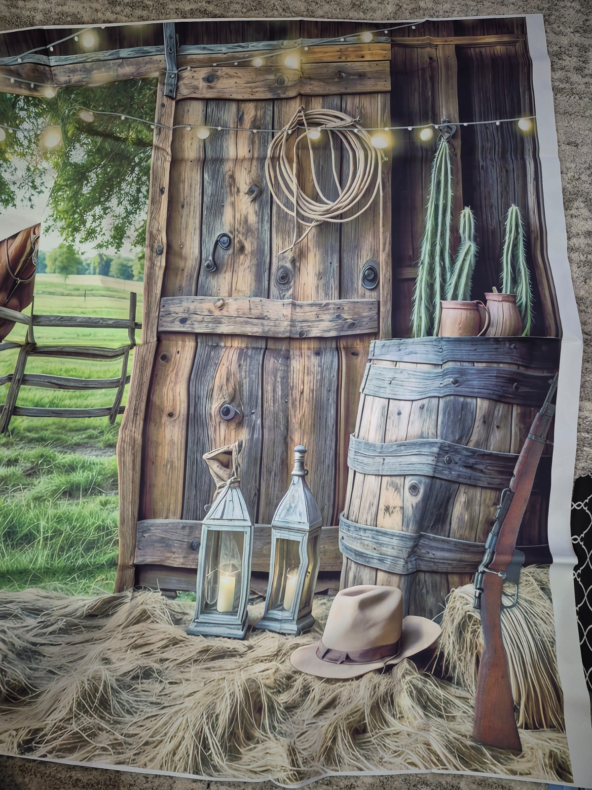 7x5ft Backdrop Cowboy Horse Barn Western Theme- NEW