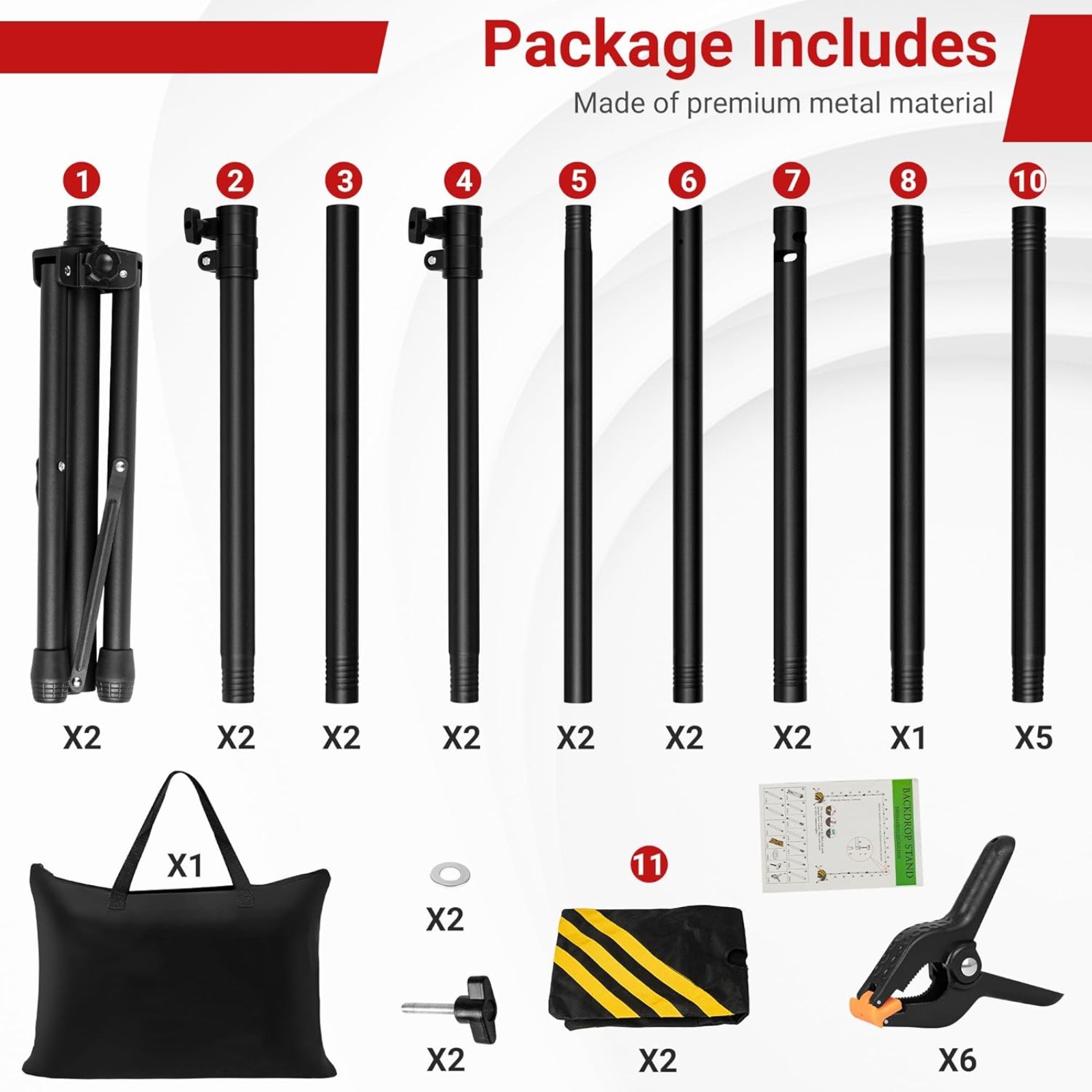 10 x 7.5 FT Portable Backdrop Background Stand Adjustable for Party Photography