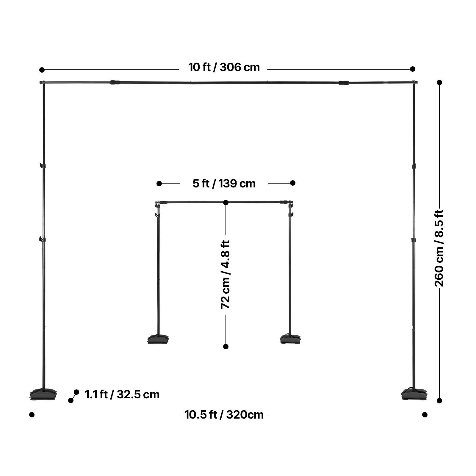 Backdrop Stand, 8.5 x 10 ft Adjustable Photo Backdrop Stand Kit