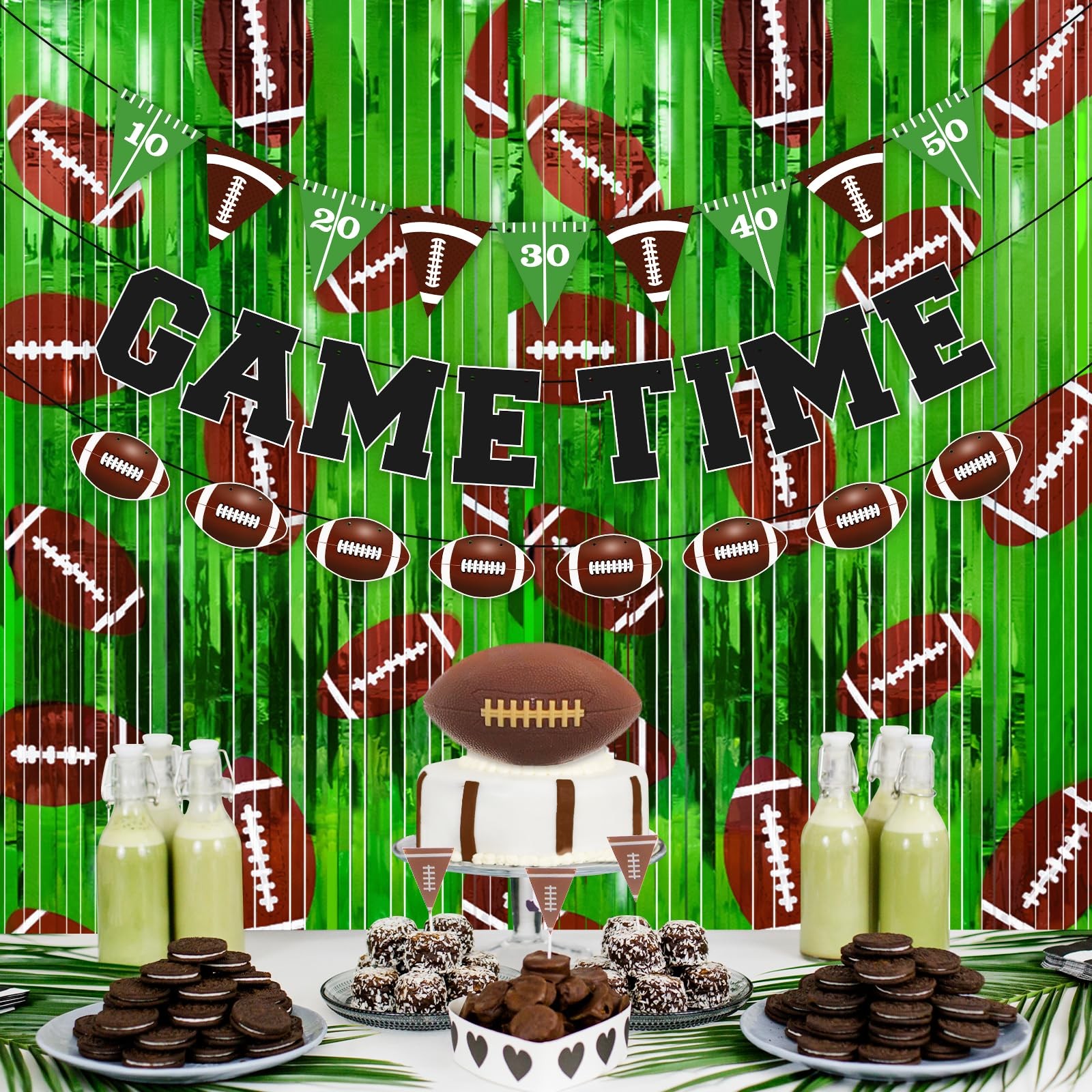 Football Party Decorations, Thickened Tinsel Backdrop 3.3 x 6.6 FT, Sports Th…