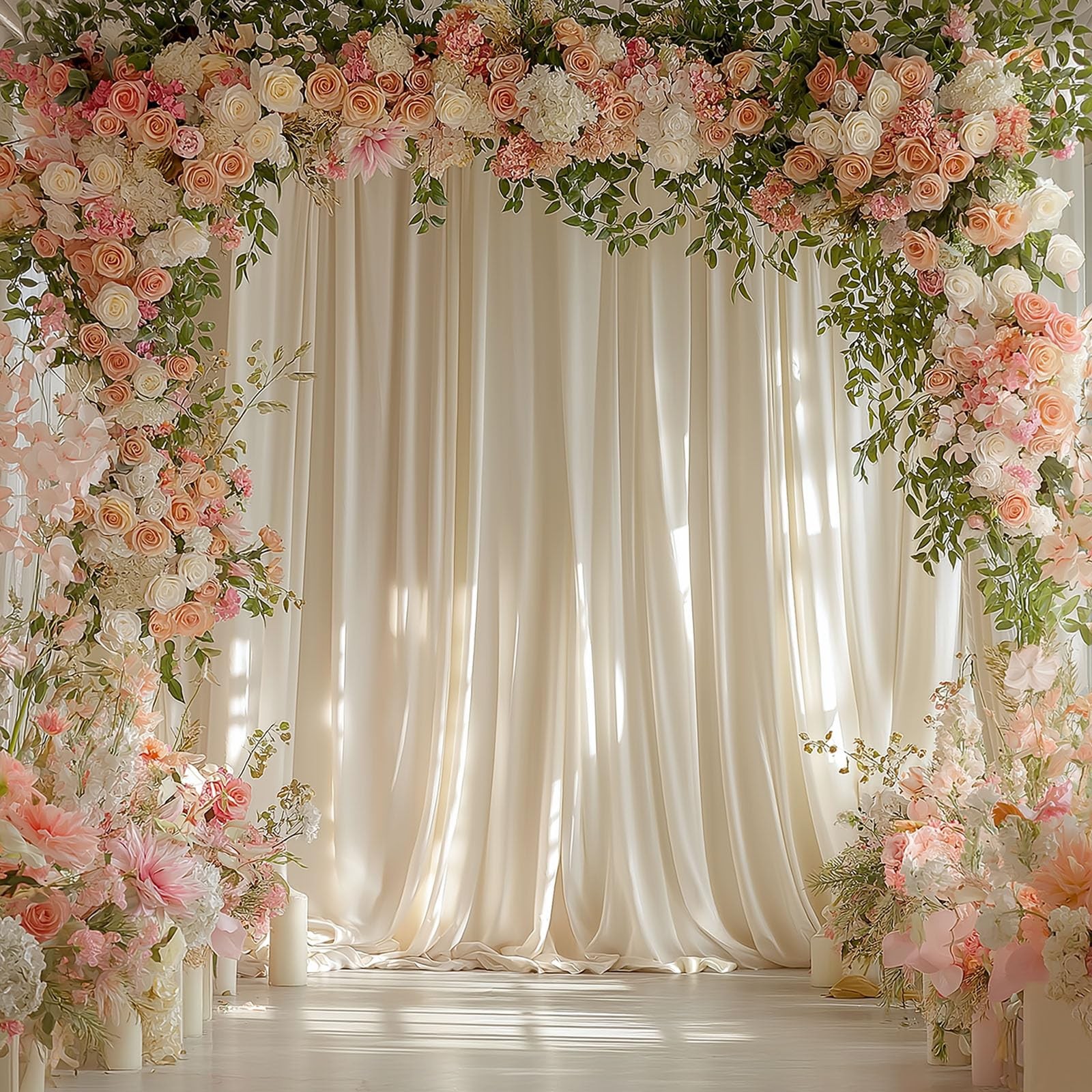 Ivory Backdrop Curtain Wedding Wrinkle Free Soft Fabric 10x10FT 2 Panels Set