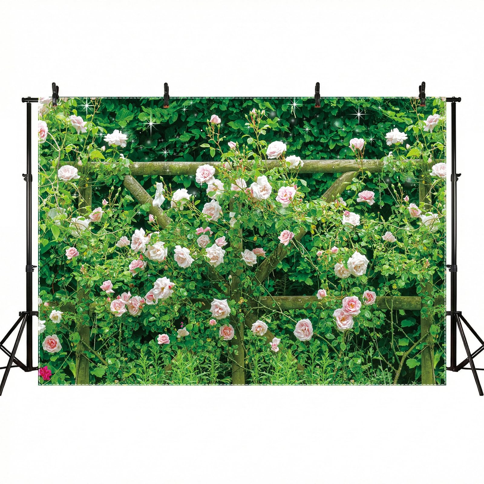 10x8FT Fabric Spring Photo Backdrop Garden Natural Floral Rose Photography
