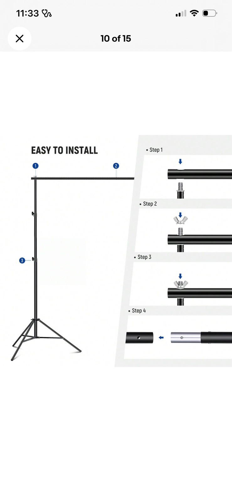 Backdrop Stand 10x7ft(WxH) Photo Studio Adjustable Metal Background Stand-Zenga