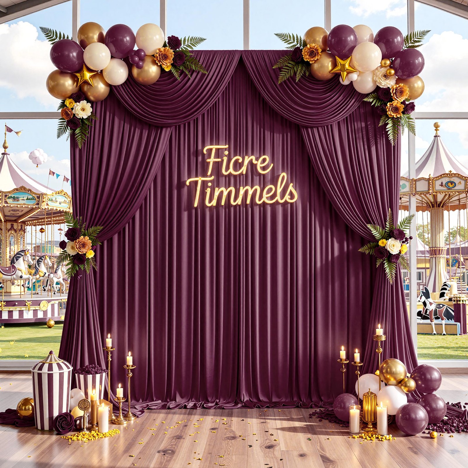 10×10 Ft Maroon Backdrop Curtain Wrinkle Free 2 Panels 5x10ft Burgundy