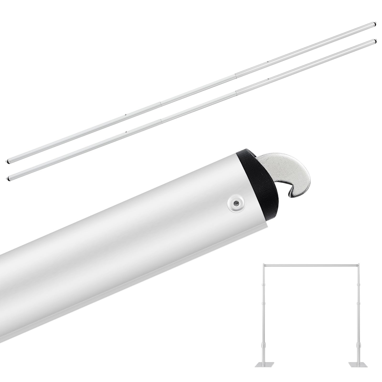 Zonon 2 Pcs 4-10ft Double Layer Adjustable Crossbar and 4-10 ft, silver