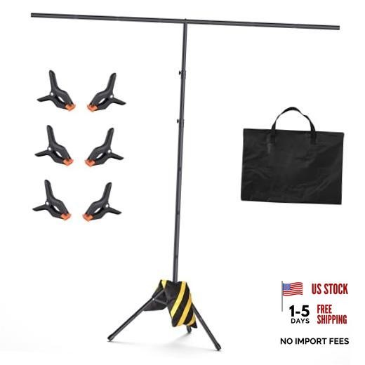 T-Shape Backdrop Stand 8×7.2FT, Height and Width Adjustable Background 8×7.2ft