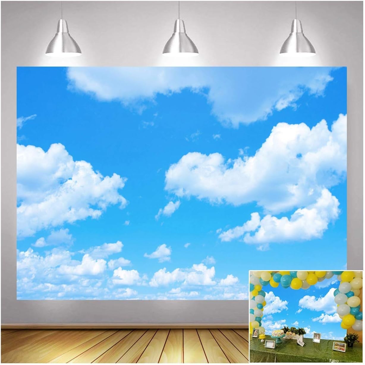 Blue Sky White Clouds Theme Photography Backdrops 7x5ft Clear Sky Kids Birthday