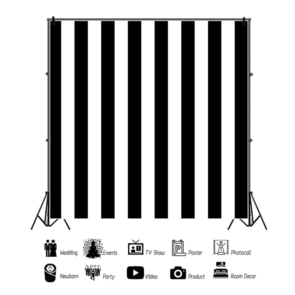 8x8ft Black White Stripe Photography Background Happy Birthday Studio Props