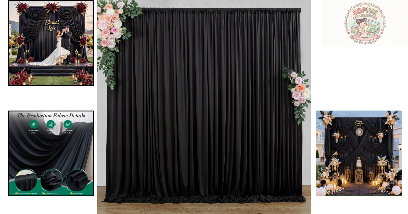 100% Polyester Wrinkle-Free Backdrop Curtains – 2 Panels for All Occasions