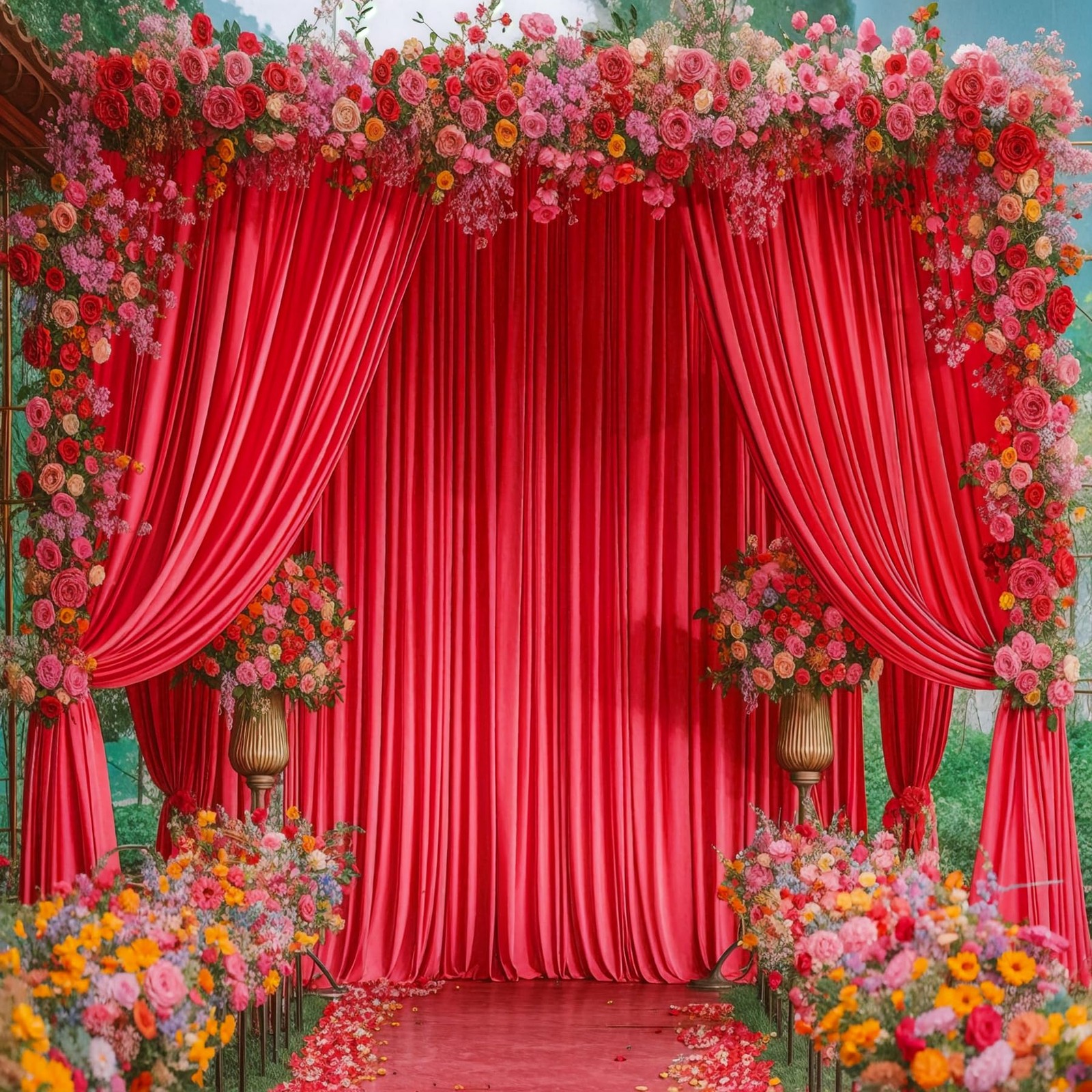 8x10FT Red Backdrop Curtains for Wedding Parties, Polyester Photo Backdrop Dr…